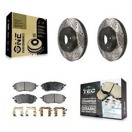 [Front] 2015 Subaru Legacy 2.5L Performance Drilled & Slotted Brake Rotor & Ceramic Pads Kit For Max Braking
