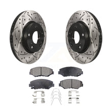 Charger l&#39;image dans la galerie, Front Coated Drilled Slotted Disc Brake Rotors &amp; Ceramic Pad Kit For Honda Civic