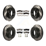 Front Rear Drilled Slot Brake Rotor Ceramic Pad Kit For Chevrolet Silverado 2500