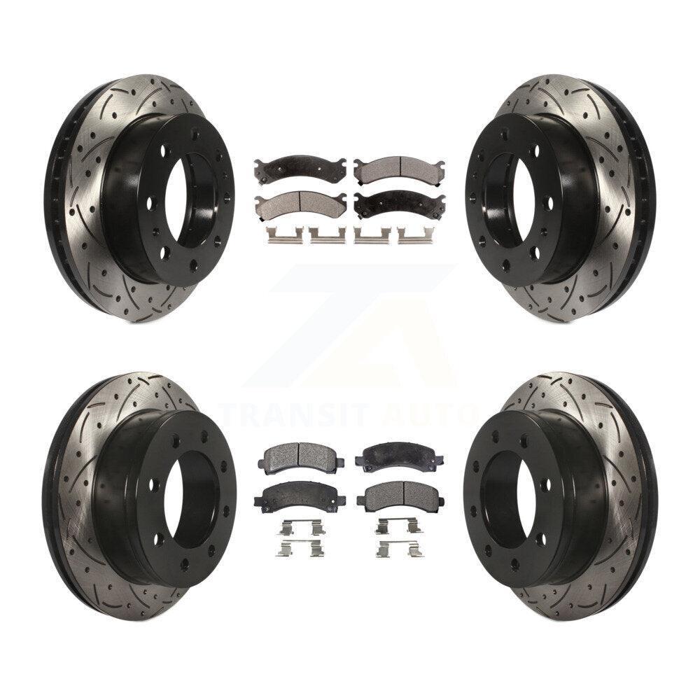 Front Rear Drill Slot Brake Rotor Ceramic Pad Kit For Chevrolet Express 2500 GMC