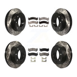 Front Rear Drilled Slot Brake Rotor Ceramic Pad Kit For Chevrolet Silverado 2500