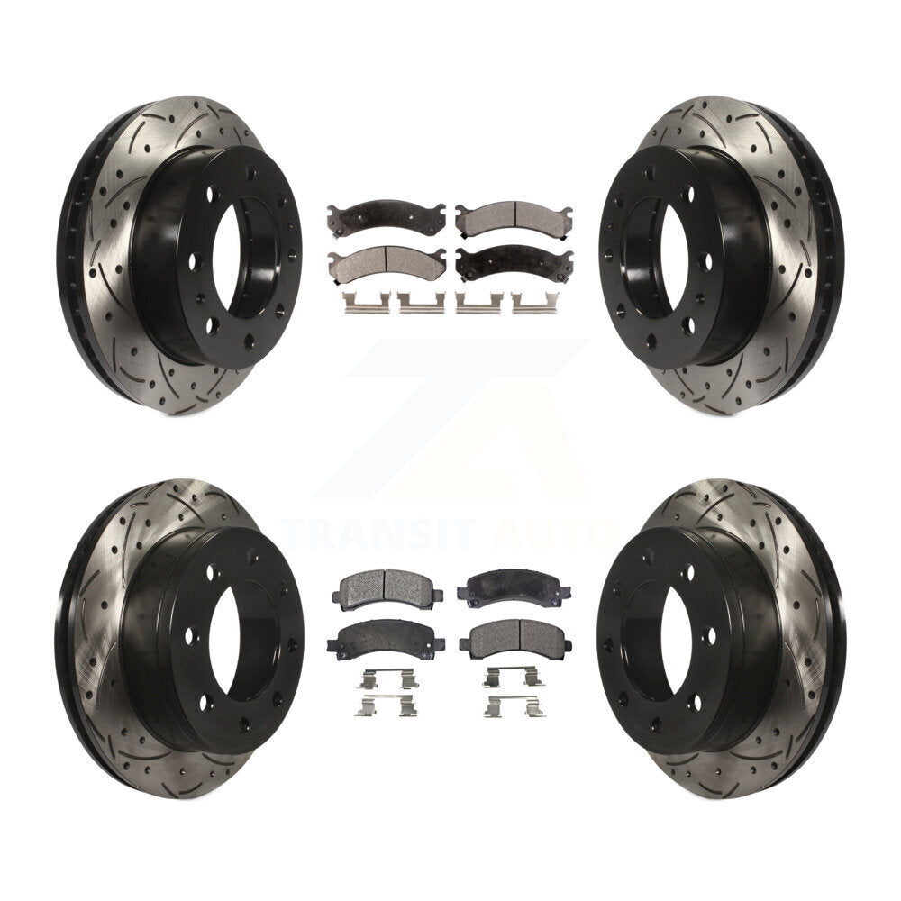 Front Rear Drill Slot Brake Rotor Ceramic Pad Kit For Chevrolet Express 2500 GMC