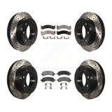 Front Rear Drill Slot Brake Rotor Ceramic Pad Kit For Chevrolet Express 2500 GMC