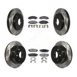 Front Rear Drilled Slot Brake Rotor Ceramic Pad Kit For Chevrolet Tahoe GMC 1500