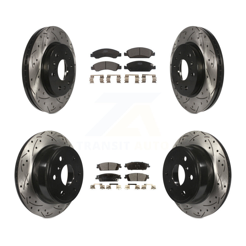 Front Rear Drilled Slot Brake Rotor Ceramic Pad Kit For Chevrolet Silverado 1500