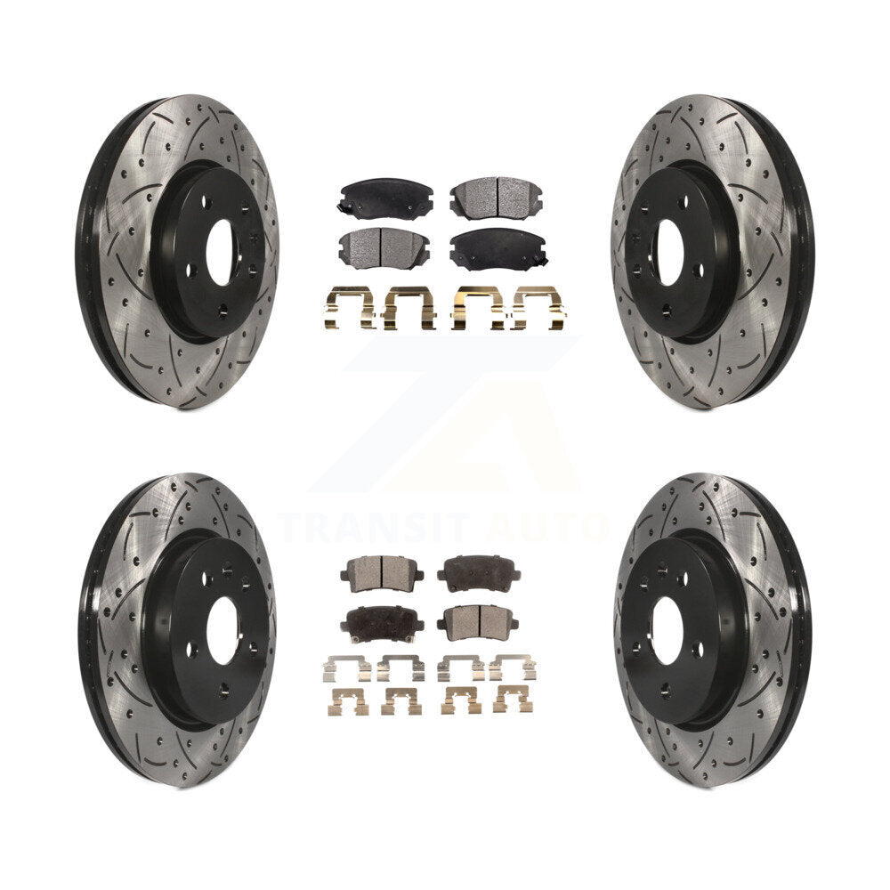 Front Rear Drilled Slot Brake Rotors Ceramic Pad Kit For Chevrolet Malibu Impala