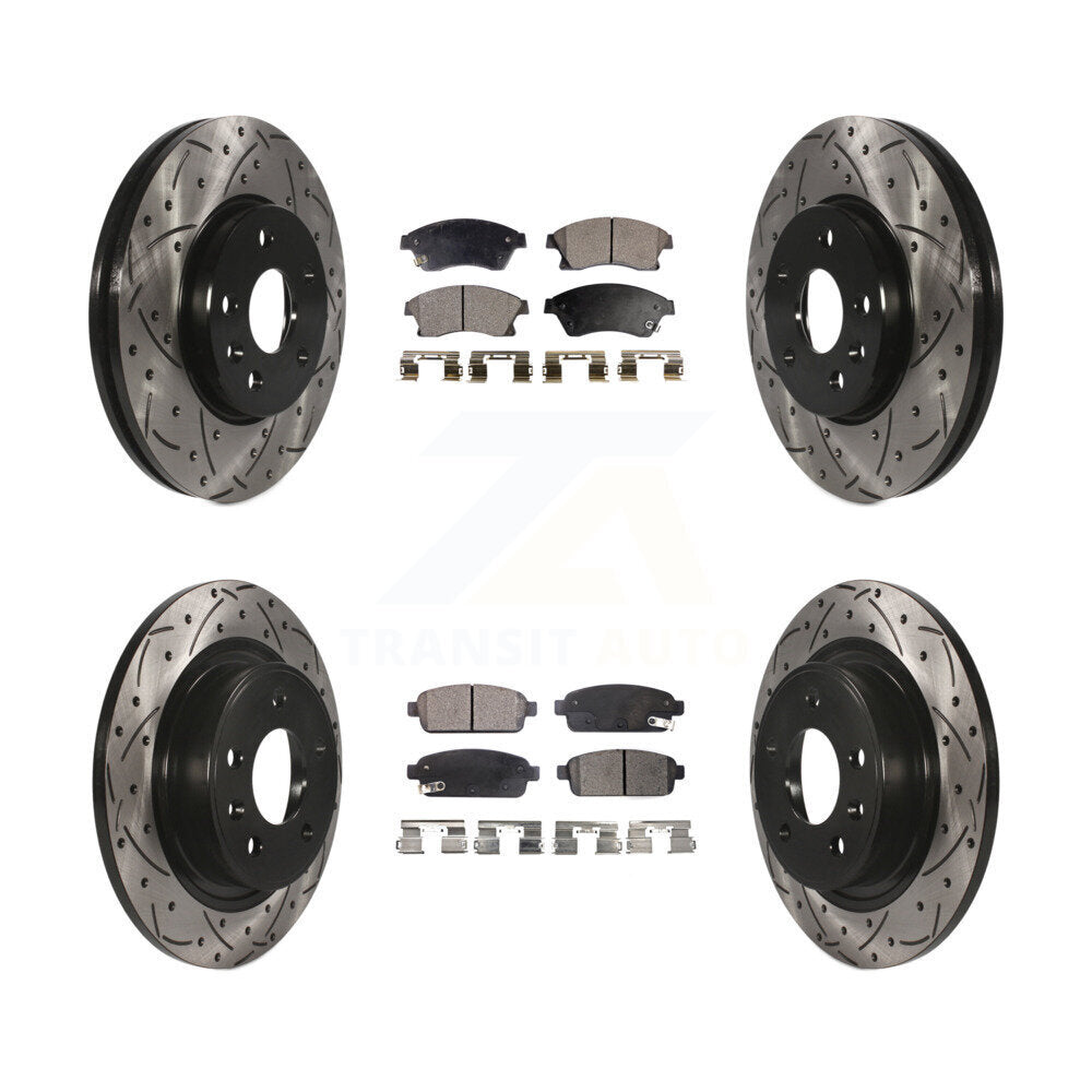 Front Rear Coat Drill Slot Disc Brake Rotors Ceramic Pad Kit For Chevrolet Cruze