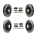 Front Rear Coat Drill Slot Disc Brake Rotors Ceramic Pad Kit For Chevrolet Cruze