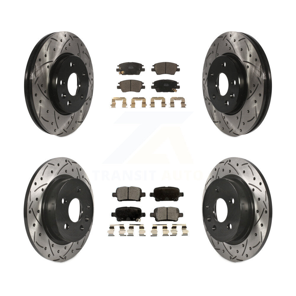 Front Rear Coat Drill Slot Disc Brake Rotors Ceramic Pad Kit For Chevrolet Cruze