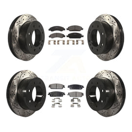 Front Rear Drilled Slot Brake Rotor Ceramic Pad Kit For Chevrolet Silverado 1500