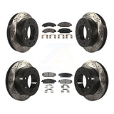 Front Rear Drilled Slot Brake Rotor Ceramic Pad Kit For Chevrolet Silverado 1500