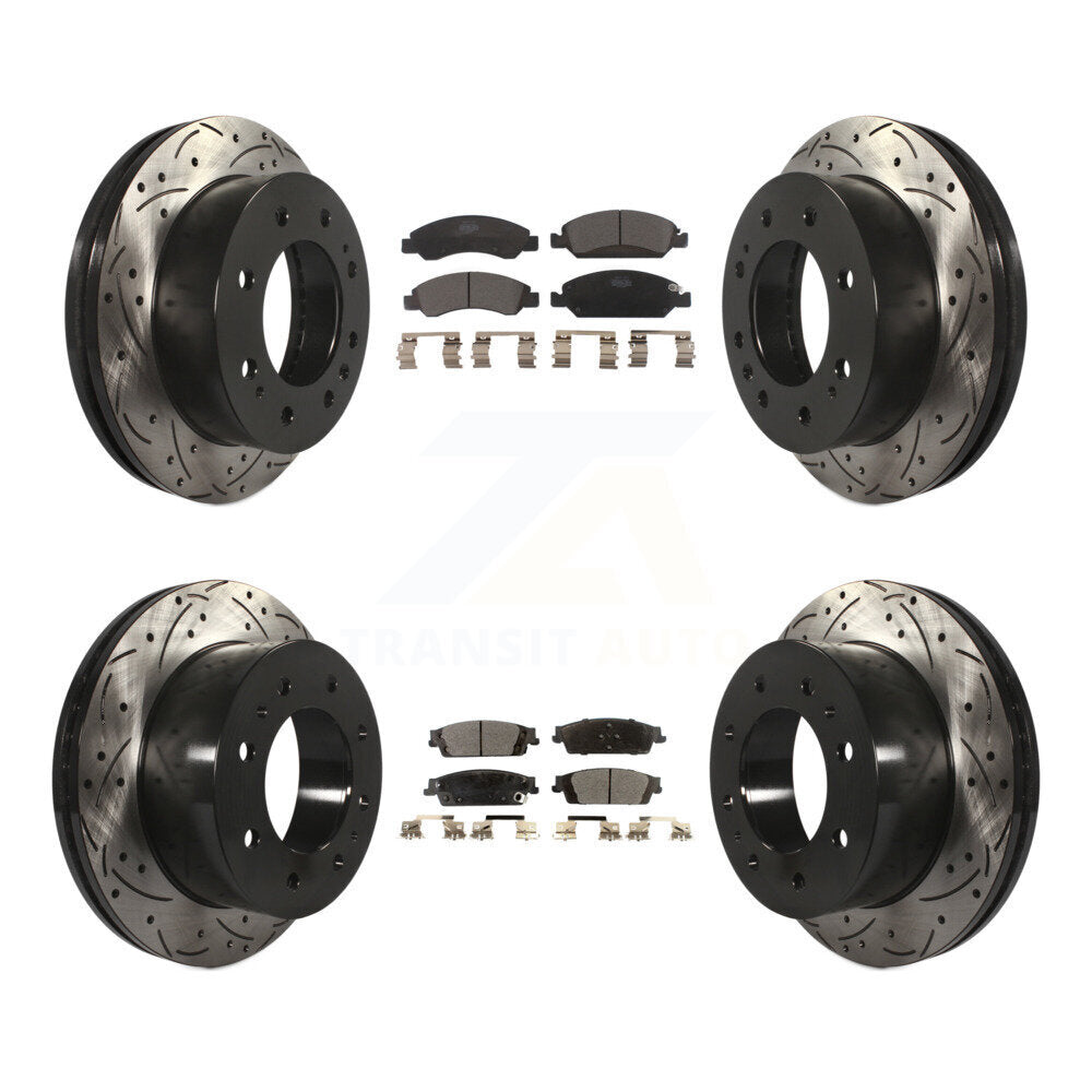 Front Rear Drilled Slot Disc Brake Rotors Ceramic Pad Kit For Chevrolet Suburban
