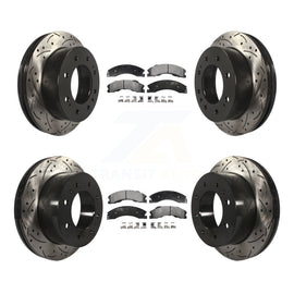 Front Rear Drilled Slot Brake Rotor Ceramic Pad Kit For Chevrolet Silverado 2500