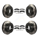 Front Rear Drilled Slot Brake Rotor Ceramic Pad Kit For Chevrolet Silverado 2500