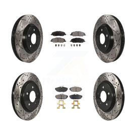Front Rear Coated Drilled Slot Disc Brake Rotor Ceramic Pad Kit For Ford Mustang