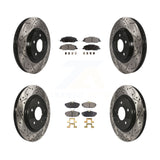 Front Rear Coated Drilled Slot Disc Brake Rotor Ceramic Pad Kit For Ford Mustang