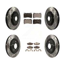 Front Rear Coated Drilled Slot Disc Brake Rotor Ceramic Pad Kit For Ford Mustang