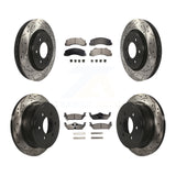 Front Rear Coated Drilled Slot Disc Brake Rotor & Ceramic Pad Kit For Ford F-150