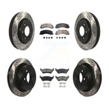 Front Rear Coated Drilled Slot Disc Brake Rotor & Ceramic Pad Kit For Ford F-150
