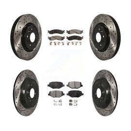 [Front+Rear] 10-12 Ford Taurus SHO Performance Drilled & Slotted Brake Rotor & Ceramic Pads Kit For Max Braking