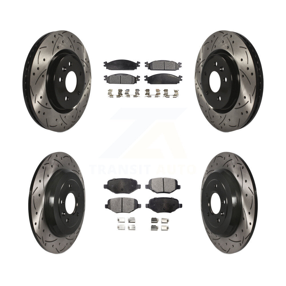 [Front+Rear] 2009-2010 Lincoln MKS Performance Drilled & Slotted Brake Rotor & Ceramic Pads Kit For Max Braking