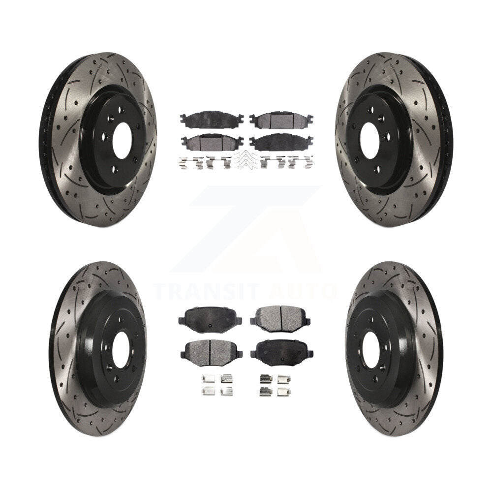 Front Rear Drill Slot Brake Rotors Ceramic Pad Kit For Ford Explorer Taurus Flex