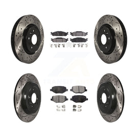 Front Rear Drill Slot Brake Rotors Ceramic Pad Kit For Ford Explorer Taurus Flex