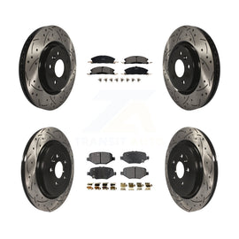[Front+Rear] 2013 Ford Explorer Sport Performance Drilled & Slotted Brake Rotor & Ceramic Pads Kit For Max Braking