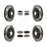 Front Rear Coated Drilled Slot Disc Brake Rotor Ceramic Pad Kit For Ford Mustang