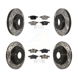 Front Rear Coated Drilled Slot Disc Brake Rotor & Ceramic Pad Kit For Ford Focus