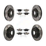 Front Rear Coated Drilled Slot Disc Brake Rotor & Ceramic Pad Kit For Ford C-Max