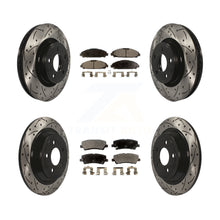 Load image into Gallery viewer, Front Rear Coated Drilled Slot Disc Brake Rotor Ceramic Pad Kit For Ford Mustang