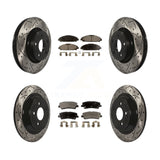 Front Rear Coated Drilled Slot Disc Brake Rotor Ceramic Pad Kit For Ford Mustang