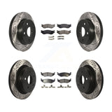 Front Rear Coated Drill Slot Disc Brake Rotor Ceramic Pad Kit For Dodge Ram 1500