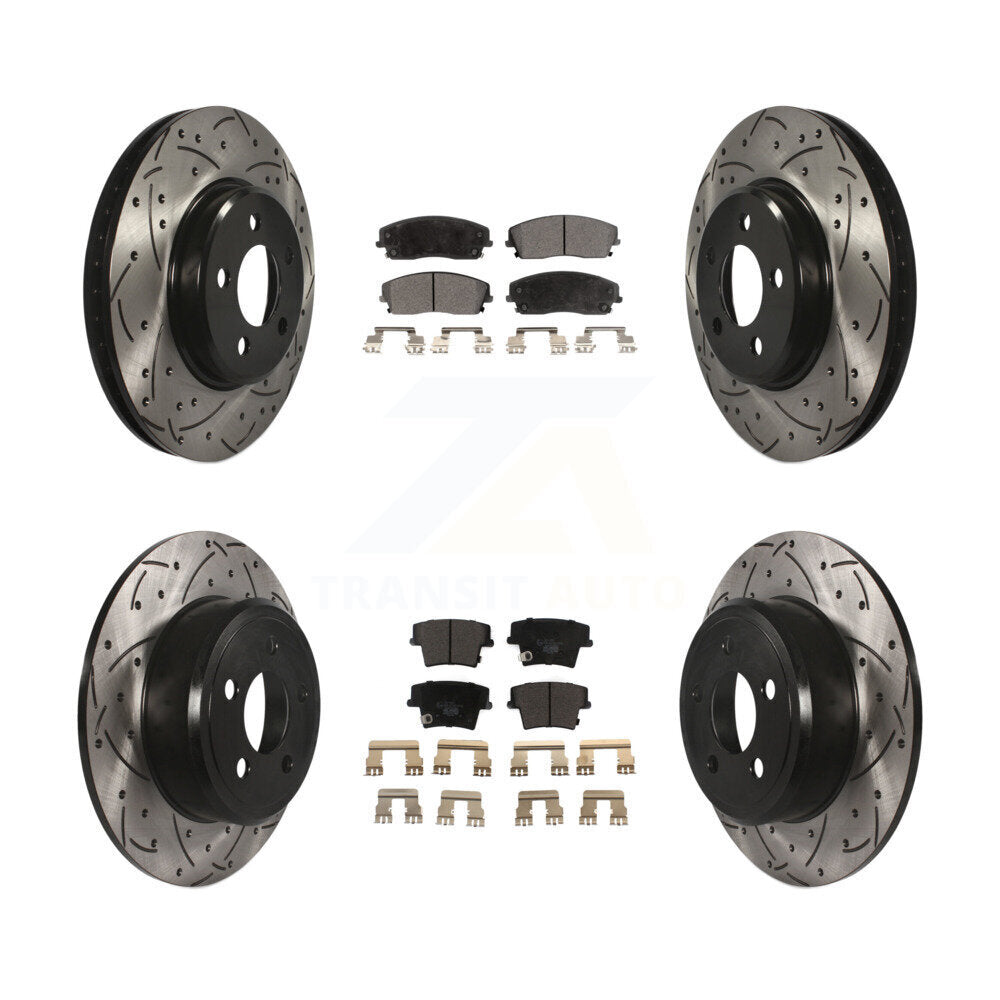 Front Rear Drill Slot Brake Rotor Ceramic Pad Kit For Dodge Charger Chrysler 300