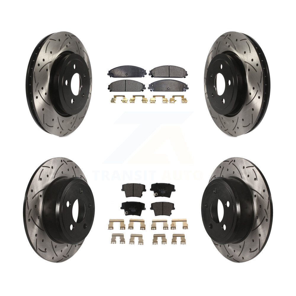 Front Rear Drill Slot Brake Rotor Ceramic Pad Kit For Chrysler 300 AWD with 3.5L