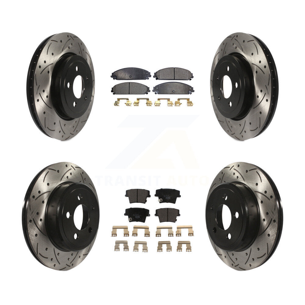 Front Rear Drill Slot Brake Rotor Ceramic Pad Kit For Dodge Charger Chrysler 300