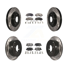 Front Rear Drill Slot Brake Rotors Ceramic Pad Kit For Mitsubishi Outlander 3.0L