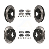 Front Rear Drill Slot Brake Rotors Ceramic Pad Kit For Mitsubishi Outlander 3.0L