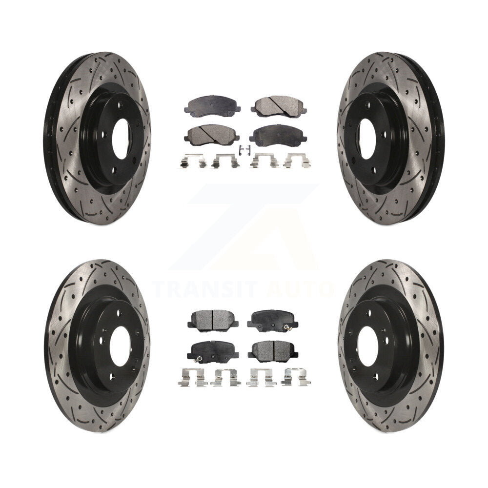 Front Rear Drill Slot Brake Rotor Ceramic Pad Kit For Mitsubishi Outlander Sport