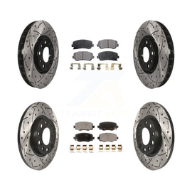 Front Rear Coated Drilled Slot Disc Brake Rotor Ceramic Pad Kit For Chrysler 200