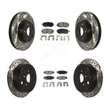 Front Rear Coated Drill Slot Disc Brake Rotor Ceramic Pad Kit For Subaru Impreza