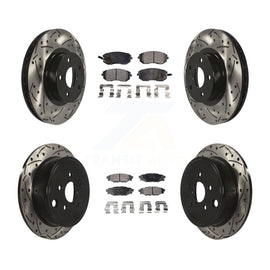 Front Rear Coated Drill Slot Disc Brake Rotor Ceramic Pad Kit For Subaru Impreza