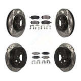 Front Rear Coated Drill Slot Disc Brake Rotor Ceramic Pad Kit For Subaru Impreza