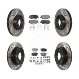 Front Rear Drill Slot Disc Brake Rotor Ceramic Pad Kit For Honda Civic Acura ILX