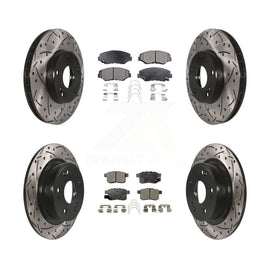 Front Rear Coated Drilled Slot Disc Brake Rotor Ceramic Pad Kit For Honda Accord