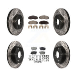 Front Rear Coated Drilled Slotted Disc Brake Rotor Ceramic Pad Kit For Acura CSX