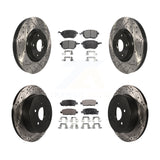 Front Rear Coated Drill Slot Disc Brake Rotors Ceramic Pad Kit For Nissan Murano