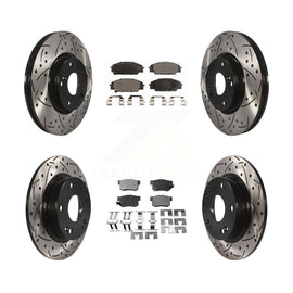 Front Rear Drill Slot Disc Brake Rotor Ceramic Pad Kit For Honda Civic Acura CSX