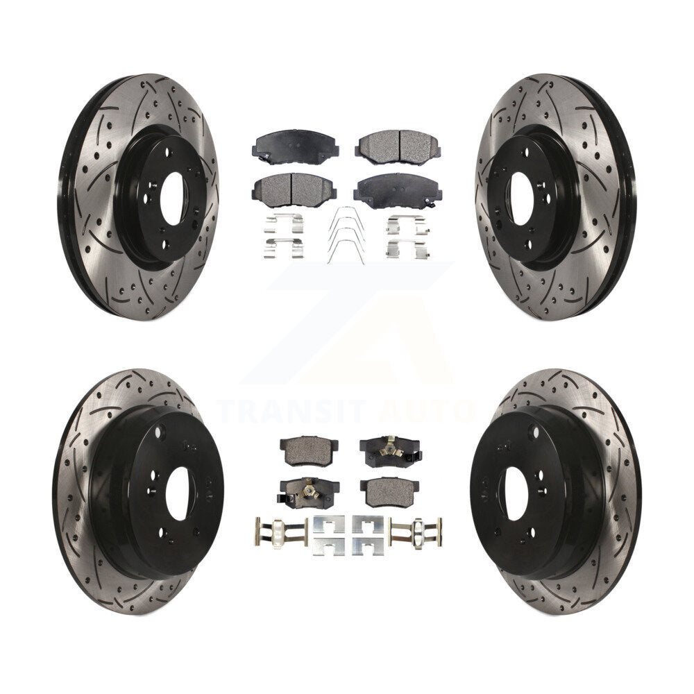 [Front+Rear] 2005-2006 Honda CR-V Performance Drilled & Slotted Brake Rotor & Ceramic Pads Kit For Max Braking